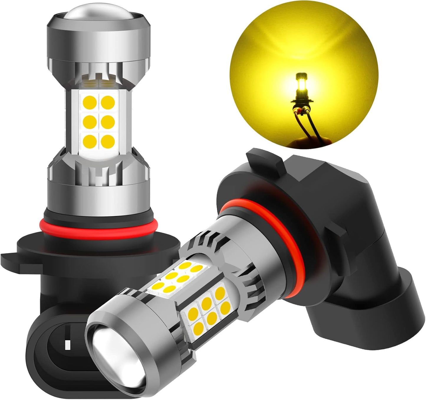 H10 9145 Yellow LED Fog Light Bulbs 3400 Lumens Super Bright 3030 30-SMD Chips PY20D 3000K Replacement Lamps for Cars, Trucks, SUVs, Pack of 2