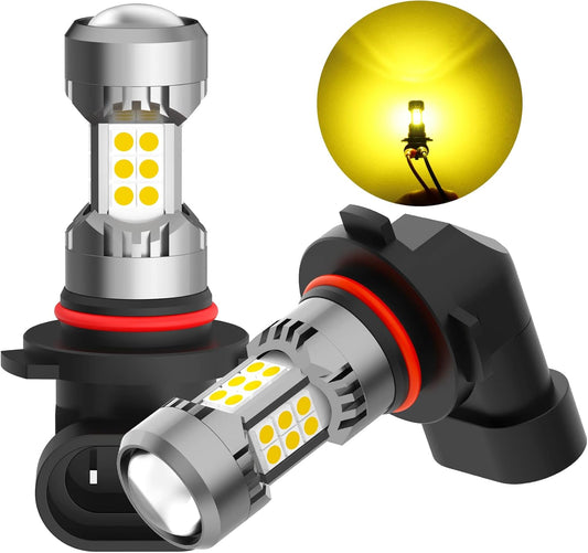 H10 9145 Yellow LED Fog Light Bulbs 3400 Lumens Super Bright 3030 30-SMD Chips PY20D 3000K Replacement Lamps for Cars, Trucks, SUVs, Pack of 2
