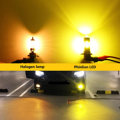 H10 9145 Yellow LED Fog Light Bulbs 3400 Lumens Super Bright 3030 30-SMD Chips PY20D 3000K Replacement Lamps for Cars, Trucks, SUVs, Pack of 2