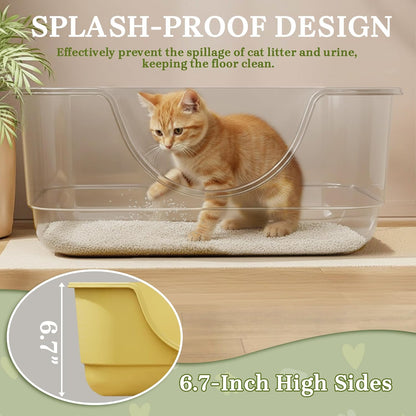 Low Entry Small Litter Box for Kittens, Kitty Plastic Litter Boxes, Open Top, Anti-Splash High Sided Litter Tray Pan for Medium Pets, Puppy, Easy to Clean, 15.7" L*11.8" W*6.7" H (Yellow)