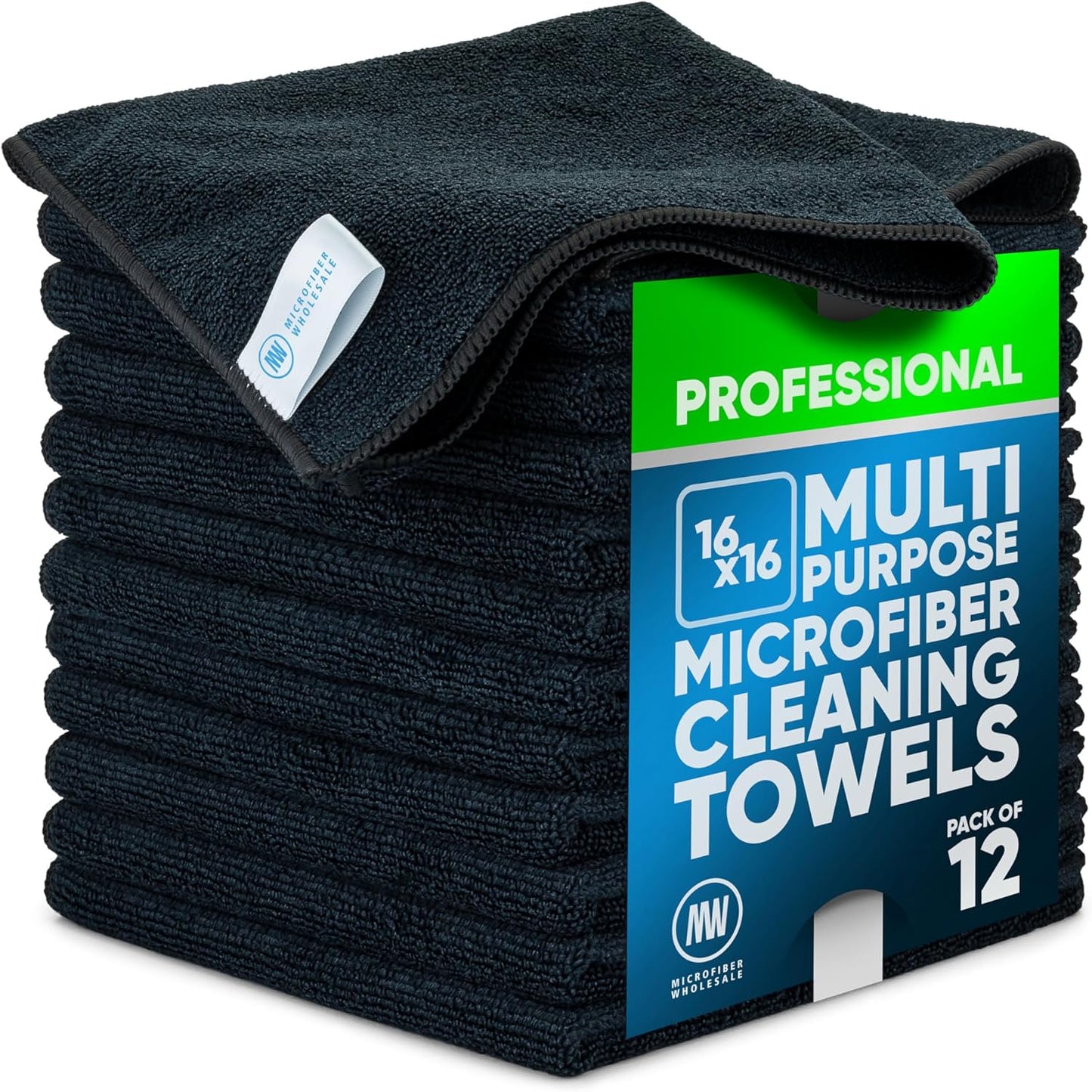 MW Pro 16x16 Commercial Cleaning Rags - Professional Janitorial Supplies for Dusting, Office & Heavy Duty Cleaning - Multi-Surface Dusters (Yellow, 12-Pack)