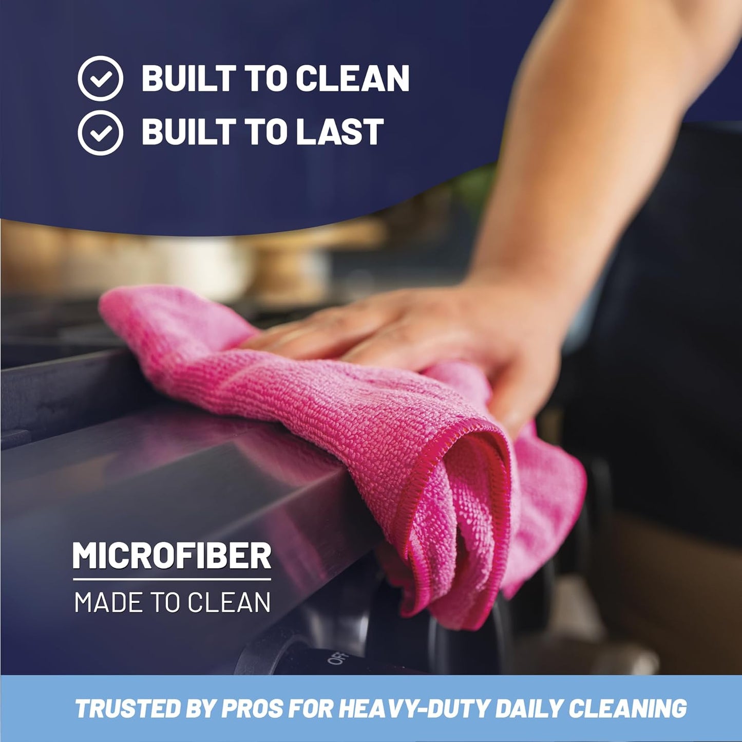 MW Pro 16x16 Commercial Cleaning Rags - Professional Janitorial Supplies for Dusting, Office & Heavy Duty Cleaning - Multi-Surface Dusters (Yellow, 12-Pack)