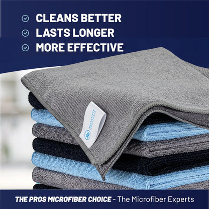 MW Pro 16x16 Commercial Cleaning Rags - Professional Janitorial Supplies for Dusting, Office & Heavy Duty Cleaning - Multi-Surface Dusters (Yellow, 12-Pack)