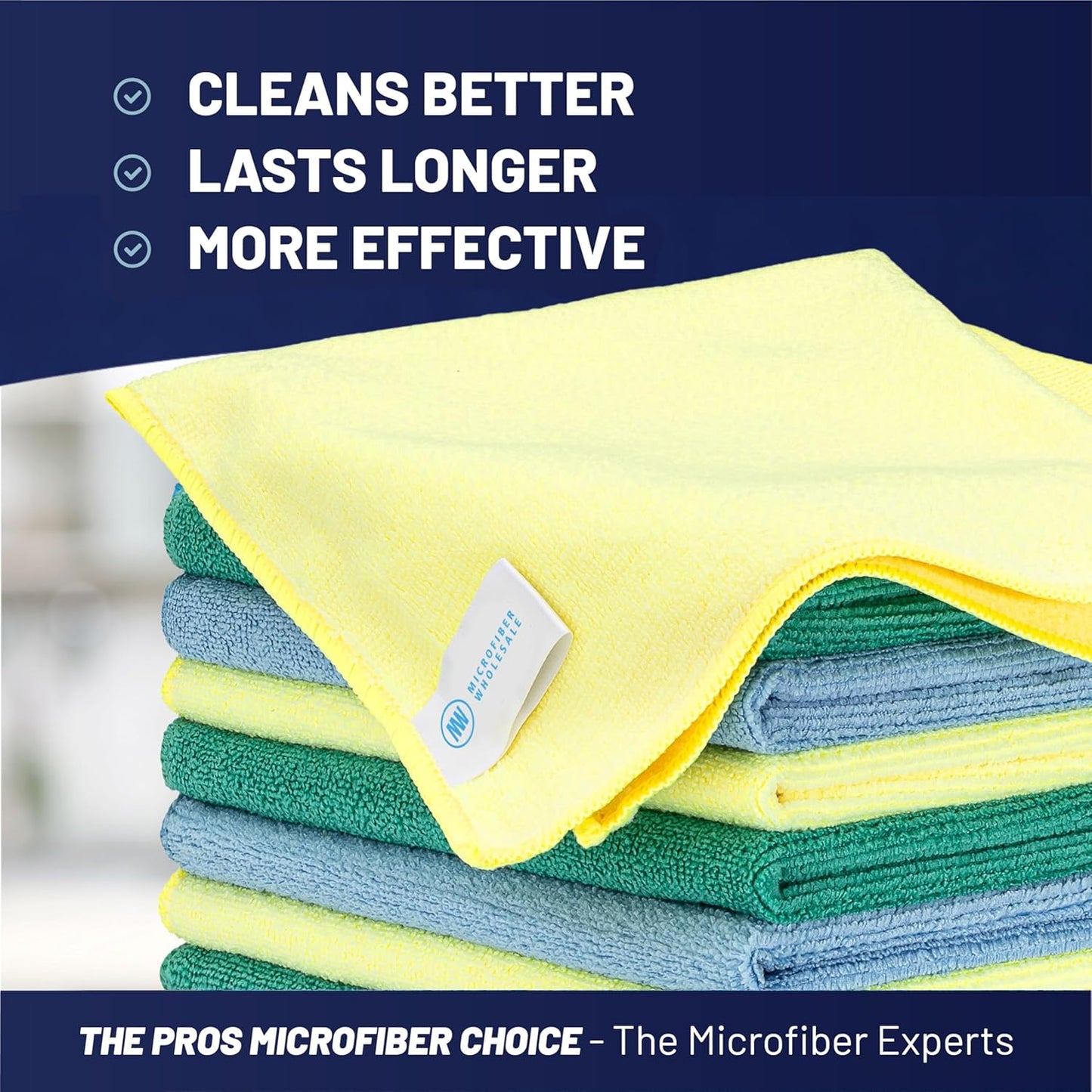 MW Pro 16x16 Commercial Cleaning Rags - Professional Janitorial Supplies for Dusting, Office & Heavy Duty Cleaning - Multi-Surface Dusters (Yellow, 12-Pack)