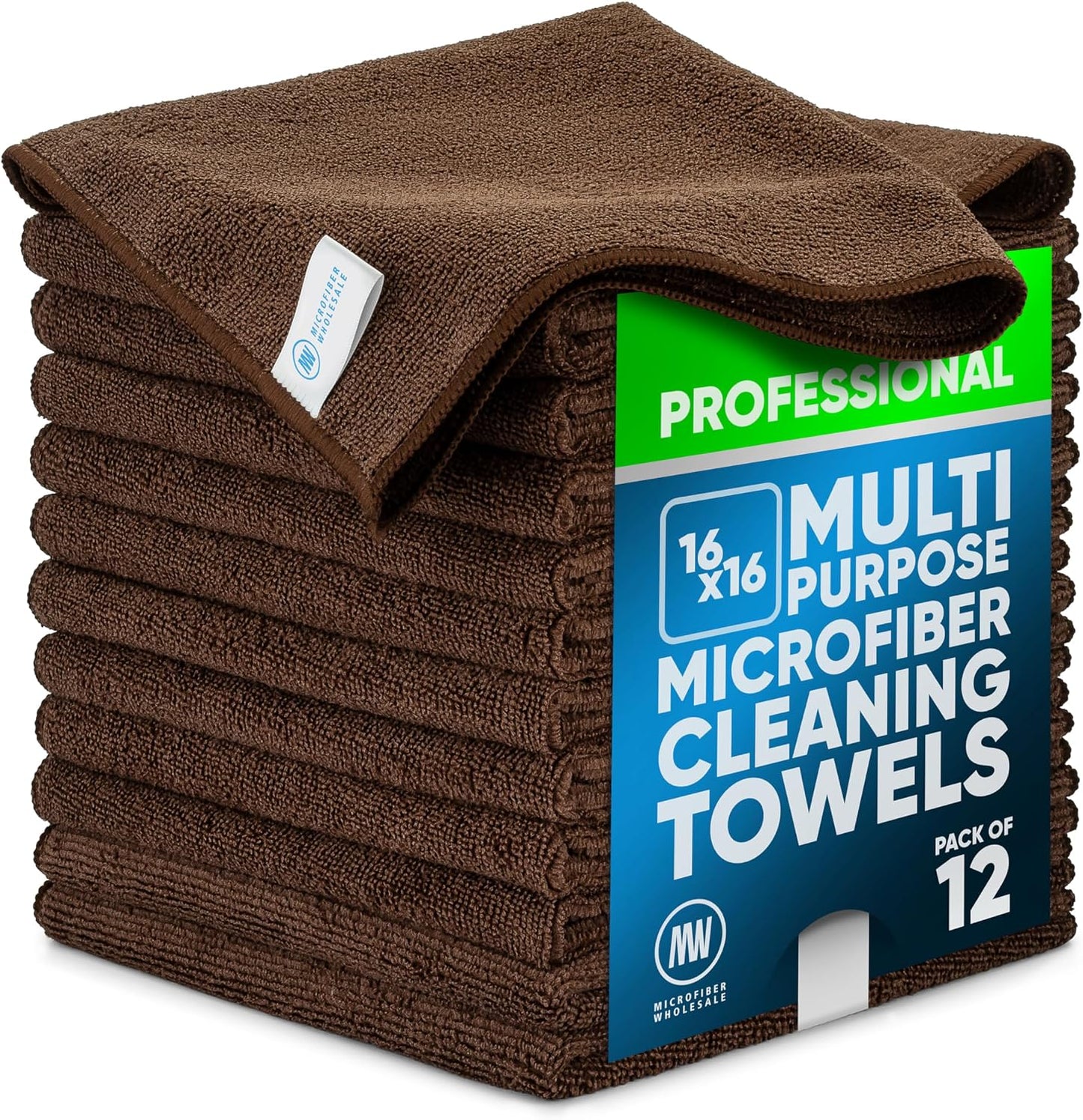 MW Pro 16x16 Commercial Cleaning Rags - Professional Janitorial Supplies for Dusting, Office & Heavy Duty Cleaning - Multi-Surface Dusters (Yellow, 12-Pack)