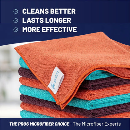 MW Pro 16x16 Commercial Cleaning Rags - Professional Janitorial Supplies for Dusting, Office & Heavy Duty Cleaning - Multi-Surface Dusters (Yellow, 12-Pack)