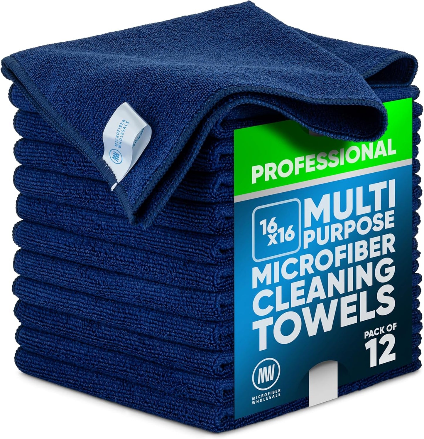 MW Pro 16x16 Commercial Cleaning Rags - Professional Janitorial Supplies for Dusting, Office & Heavy Duty Cleaning - Multi-Surface Dusters (Yellow, 12-Pack)