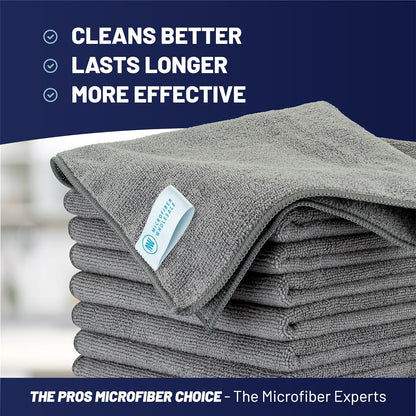 MW Pro 16x16 Commercial Cleaning Rags - Professional Janitorial Supplies for Dusting, Office & Heavy Duty Cleaning - Multi-Surface Dusters (Yellow, 12-Pack)