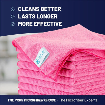 MW Pro 16x16 Commercial Cleaning Rags - Professional Janitorial Supplies for Dusting, Office & Heavy Duty Cleaning - Multi-Surface Dusters (Yellow, 12-Pack)