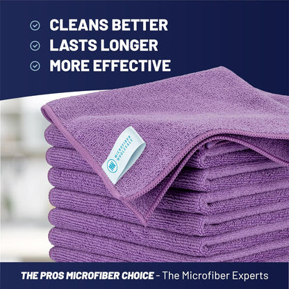 MW Pro 16x16 Commercial Cleaning Rags - Professional Janitorial Supplies for Dusting, Office & Heavy Duty Cleaning - Multi-Surface Dusters (Yellow, 12-Pack)