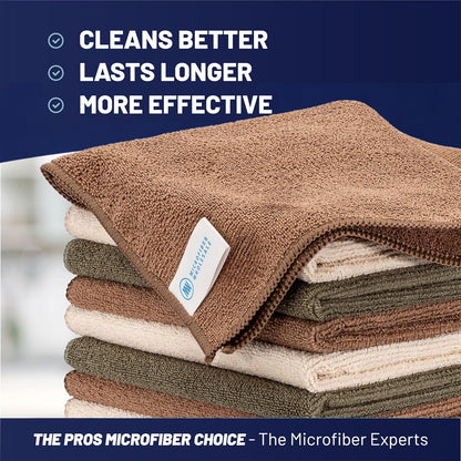 MW Pro 16x16 Commercial Cleaning Rags - Professional Janitorial Supplies for Dusting, Office & Heavy Duty Cleaning - Multi-Surface Dusters (Yellow, 12-Pack)