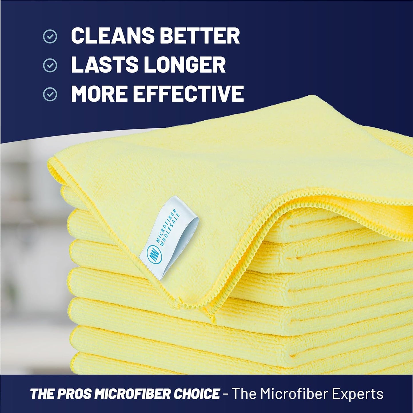 MW Pro 16x16 Commercial Cleaning Rags - Professional Janitorial Supplies for Dusting, Office & Heavy Duty Cleaning - Multi-Surface Dusters (Yellow, 12-Pack)