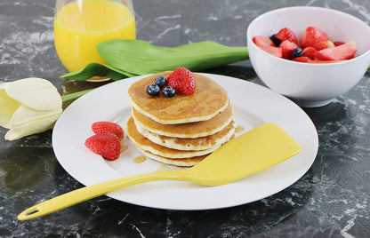 100% Melamine Kitchen Utensil Set, Non Scratching Ladle, Spoon, Slotted Spoon & Spatula, Easy To Hold, Set of 4, Lemon