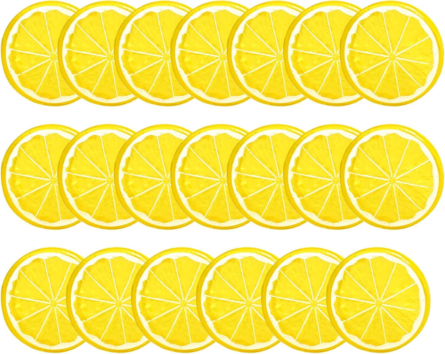 20PCS Yellow Artificial Lemon Slices, Plastic | Fake Fruit Models, Home Kitchen Dining Table Decor, Wedding Party Decoration, Photography Prop