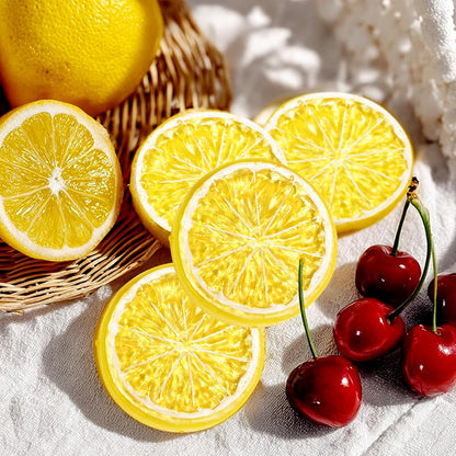 20PCS Yellow Artificial Lemon Slices, Plastic | Fake Fruit Models, Home Kitchen Dining Table Decor, Wedding Party Decoration, Photography Prop