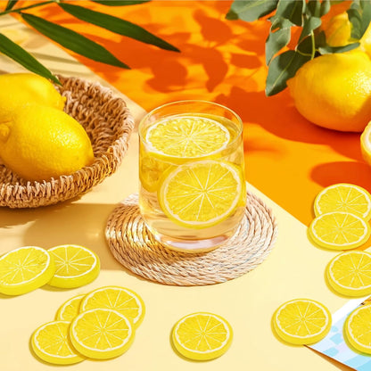20PCS Yellow Artificial Lemon Slices, Plastic | Fake Fruit Models, Home Kitchen Dining Table Decor, Wedding Party Decoration, Photography Prop