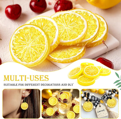 20PCS Yellow Artificial Lemon Slices, Plastic | Fake Fruit Models, Home Kitchen Dining Table Decor, Wedding Party Decoration, Photography Prop