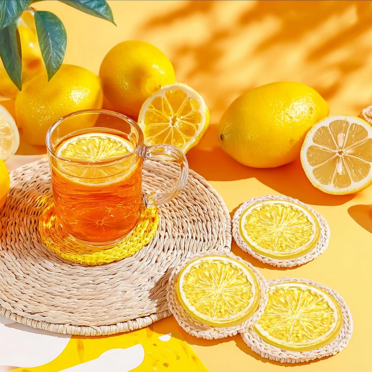 20PCS Yellow Artificial Lemon Slices, Plastic | Fake Fruit Models, Home Kitchen Dining Table Decor, Wedding Party Decoration, Photography Prop