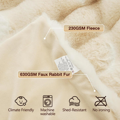ORINOVA Light Tie-dye Yellow Faux Fur Rabbit Thick Throw Blanket for Couch Living Room 50x60 Fluffy Bed Furry Comforter Soft Blanket Best Housewarming Home Gifts 860 GSM