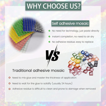 169 Particles Self-Adhesive 0.4X0.4 Inch Square Mosaic Tile. Hobbies Children Handmade Crystal Glass Tiles, Art Crafts, Mosaic Making Projects, Home Decoration DIY Art Projects (Yellow)