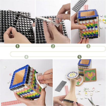 169 Particles Self-Adhesive 0.4X0.4 Inch Square Mosaic Tile. Hobbies Children Handmade Crystal Glass Tiles, Art Crafts, Mosaic Making Projects, Home Decoration DIY Art Projects (Yellow)