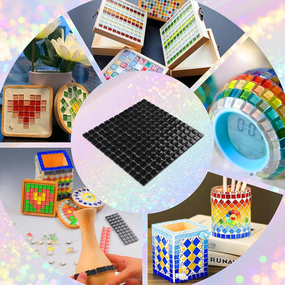 169 Particles Self-Adhesive 0.4X0.4 Inch Square Mosaic Tile. Hobbies Children Handmade Crystal Glass Tiles, Art Crafts, Mosaic Making Projects, Home Decoration DIY Art Projects (Yellow)