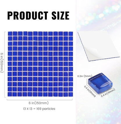 169 Particles Self-Adhesive 0.4X0.4 Inch Square Mosaic Tile. Hobbies Children Handmade Crystal Glass Tiles, Art Crafts, Mosaic Making Projects, Home Decoration DIY Art Projects (Yellow)