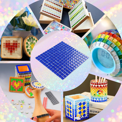 169 Particles Self-Adhesive 0.4X0.4 Inch Square Mosaic Tile. Hobbies Children Handmade Crystal Glass Tiles, Art Crafts, Mosaic Making Projects, Home Decoration DIY Art Projects (Yellow)