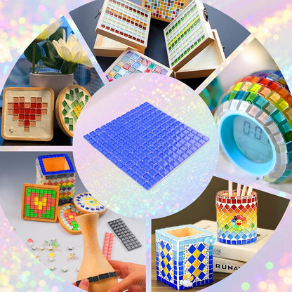 169 Particles Self-Adhesive 0.4X0.4 Inch Square Mosaic Tile. Hobbies Children Handmade Crystal Glass Tiles, Art Crafts, Mosaic Making Projects, Home Decoration DIY Art Projects (Yellow)
