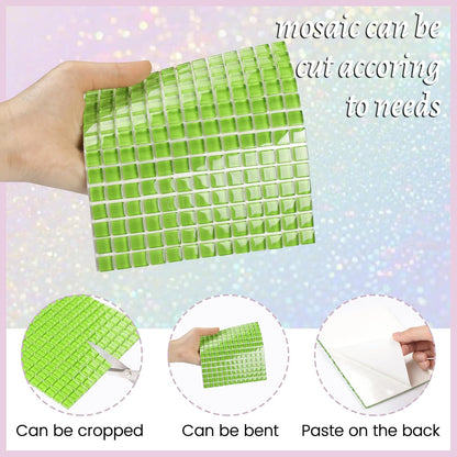 169 Particles Self-Adhesive 0.4X0.4 Inch Square Mosaic Tile. Hobbies Children Handmade Crystal Glass Tiles, Art Crafts, Mosaic Making Projects, Home Decoration DIY Art Projects (Yellow)