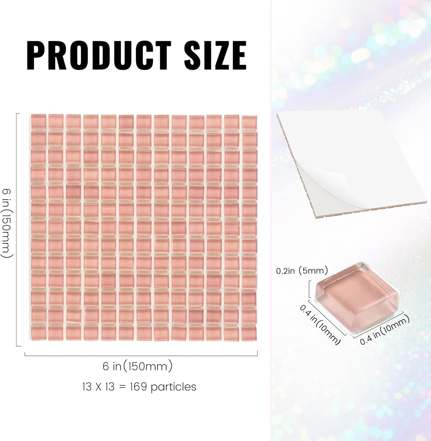 169 Particles Self-Adhesive 0.4X0.4 Inch Square Mosaic Tile. Hobbies Children Handmade Crystal Glass Tiles, Art Crafts, Mosaic Making Projects, Home Decoration DIY Art Projects (Yellow)