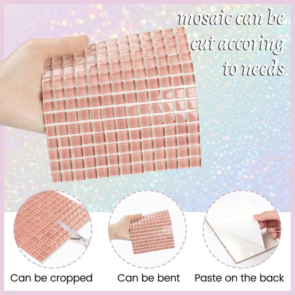 169 Particles Self-Adhesive 0.4X0.4 Inch Square Mosaic Tile. Hobbies Children Handmade Crystal Glass Tiles, Art Crafts, Mosaic Making Projects, Home Decoration DIY Art Projects (Yellow)