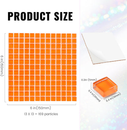 169 Particles Self-Adhesive 0.4X0.4 Inch Square Mosaic Tile. Hobbies Children Handmade Crystal Glass Tiles, Art Crafts, Mosaic Making Projects, Home Decoration DIY Art Projects (Yellow)