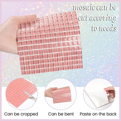 169 Particles Self-Adhesive 0.4X0.4 Inch Square Mosaic Tile. Hobbies Children Handmade Crystal Glass Tiles, Art Crafts, Mosaic Making Projects, Home Decoration DIY Art Projects (Yellow)