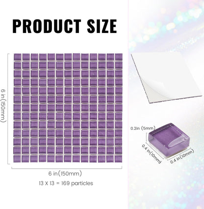169 Particles Self-Adhesive 0.4X0.4 Inch Square Mosaic Tile. Hobbies Children Handmade Crystal Glass Tiles, Art Crafts, Mosaic Making Projects, Home Decoration DIY Art Projects (Yellow)