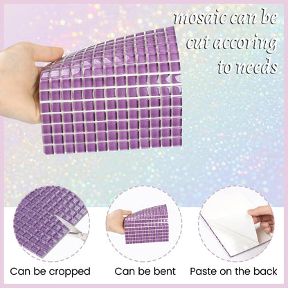 169 Particles Self-Adhesive 0.4X0.4 Inch Square Mosaic Tile. Hobbies Children Handmade Crystal Glass Tiles, Art Crafts, Mosaic Making Projects, Home Decoration DIY Art Projects (Yellow)