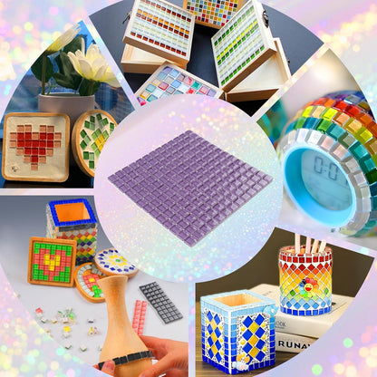 169 Particles Self-Adhesive 0.4X0.4 Inch Square Mosaic Tile. Hobbies Children Handmade Crystal Glass Tiles, Art Crafts, Mosaic Making Projects, Home Decoration DIY Art Projects (Yellow)