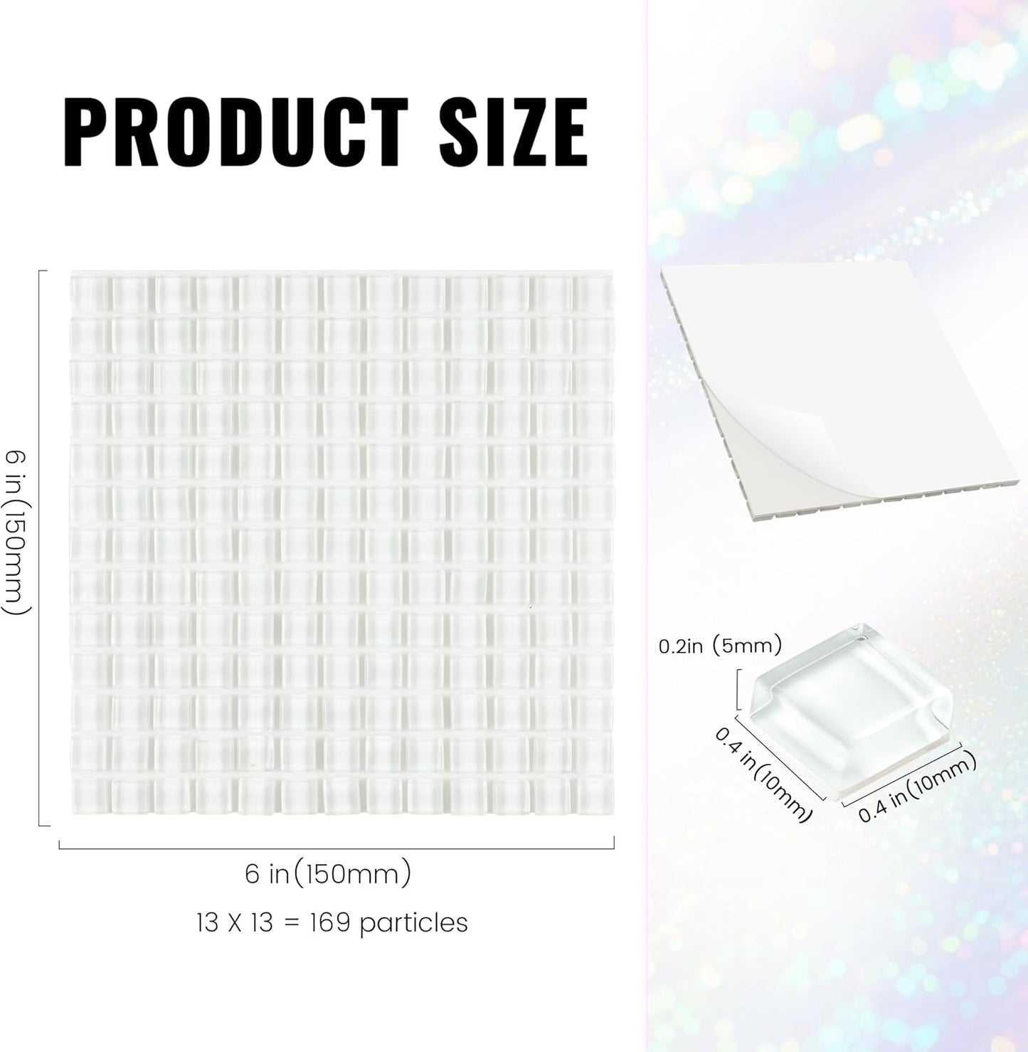 169 Particles Self-Adhesive 0.4X0.4 Inch Square Mosaic Tile. Hobbies Children Handmade Crystal Glass Tiles, Art Crafts, Mosaic Making Projects, Home Decoration DIY Art Projects (Yellow)