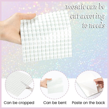 169 Particles Self-Adhesive 0.4X0.4 Inch Square Mosaic Tile. Hobbies Children Handmade Crystal Glass Tiles, Art Crafts, Mosaic Making Projects, Home Decoration DIY Art Projects (Yellow)