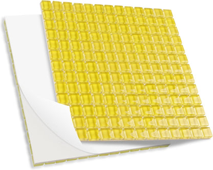 169 Particles Self-Adhesive 0.4X0.4 Inch Square Mosaic Tile. Hobbies Children Handmade Crystal Glass Tiles, Art Crafts, Mosaic Making Projects, Home Decoration DIY Art Projects (Yellow)