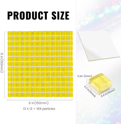169 Particles Self-Adhesive 0.4X0.4 Inch Square Mosaic Tile. Hobbies Children Handmade Crystal Glass Tiles, Art Crafts, Mosaic Making Projects, Home Decoration DIY Art Projects (Yellow)