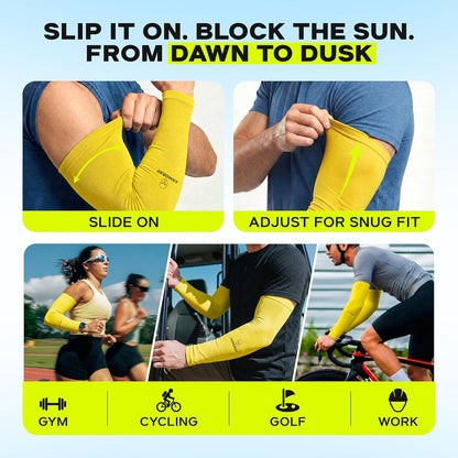 Arm Sleeves for Men & Women UPF 50 Sports Compression Cooling Sleeve for Basketball Golf Running Tattoo Coverage