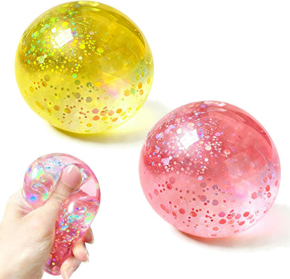 2 Coconut Oil Squishy Toys，Coconut Oil Stress Ball,Slow Rising Squishy Toy | 2PCS Squeeze Stress Ball Clear Jelly for Stress Relief，Squeeze the Stress Away，cheap squishies toys(Pink+Yellow)