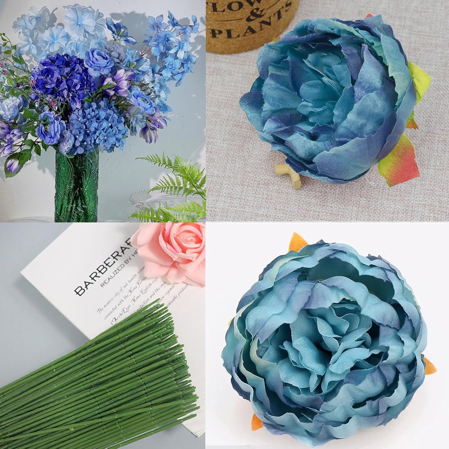 25 Pcs Silk Peony Artificial Flower Heads 4 inch Fake Peony Flowers Heads with Stems Artificial Peony Flower Heads in Bulk Wholesale for Wedding Home Decor (Yellow)