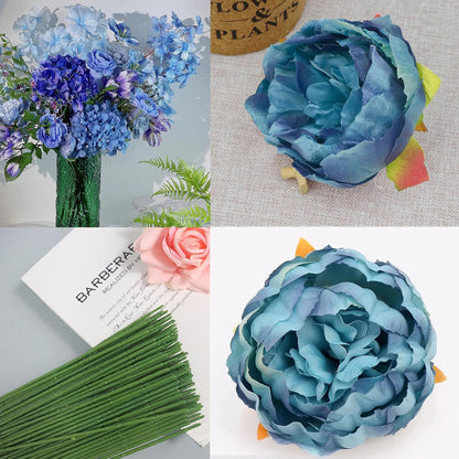 25 Pcs Silk Peony Artificial Flower Heads 4 inch Fake Peony Flowers Heads with Stems Artificial Peony Flower Heads in Bulk Wholesale for Wedding Home Decor (Yellow)