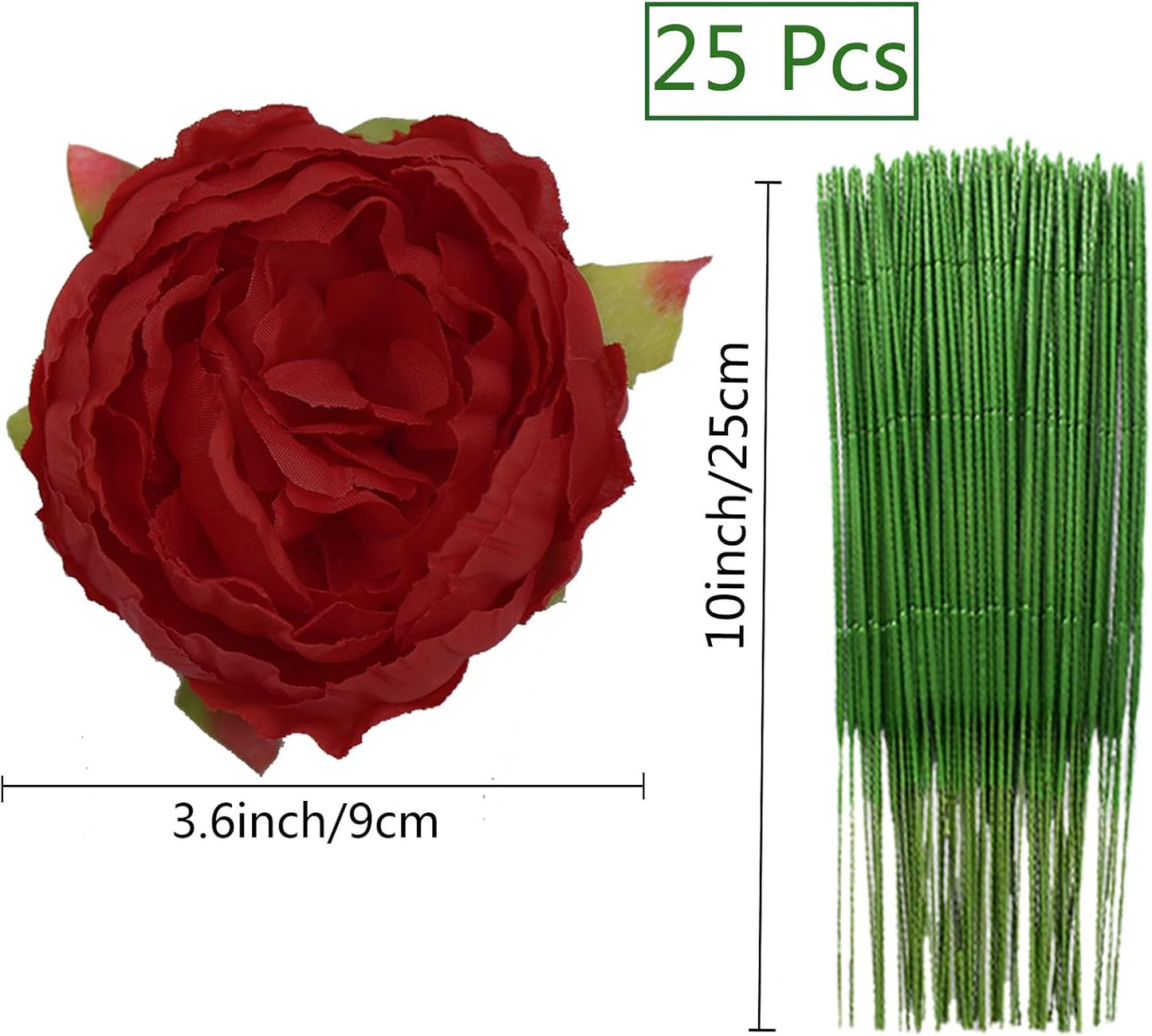 25 Pcs Silk Peony Artificial Flower Heads 4 inch Fake Peony Flowers Heads with Stems Artificial Peony Flower Heads in Bulk Wholesale for Wedding Home Decor (Yellow)