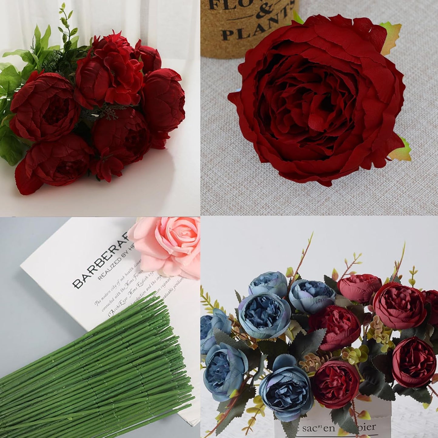 25 Pcs Silk Peony Artificial Flower Heads 4 inch Fake Peony Flowers Heads with Stems Artificial Peony Flower Heads in Bulk Wholesale for Wedding Home Decor (Yellow)