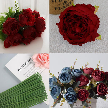 25 Pcs Silk Peony Artificial Flower Heads 4 inch Fake Peony Flowers Heads with Stems Artificial Peony Flower Heads in Bulk Wholesale for Wedding Home Decor (Yellow)