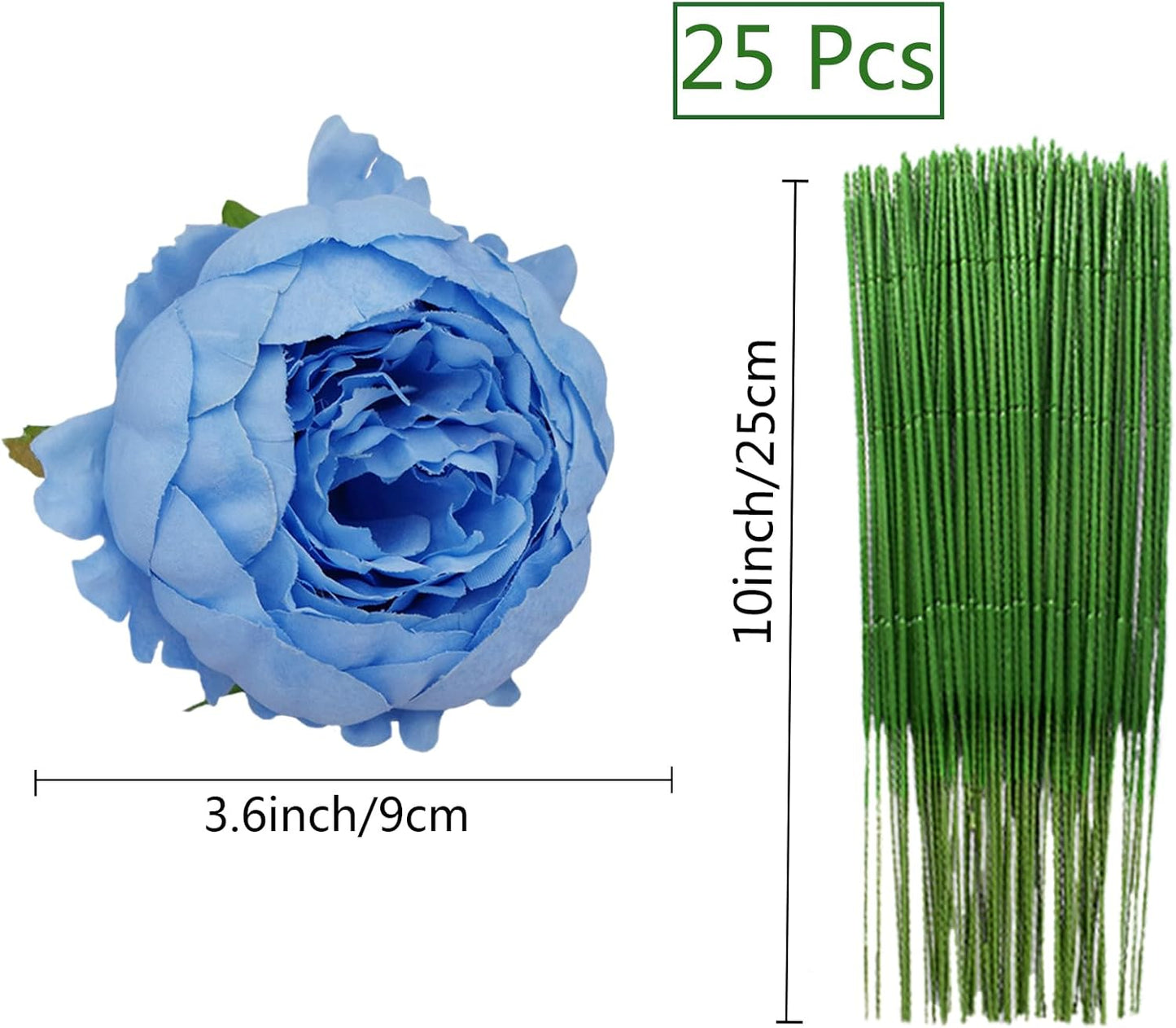 25 Pcs Silk Peony Artificial Flower Heads 4 inch Fake Peony Flowers Heads with Stems Artificial Peony Flower Heads in Bulk Wholesale for Wedding Home Decor (Yellow)
