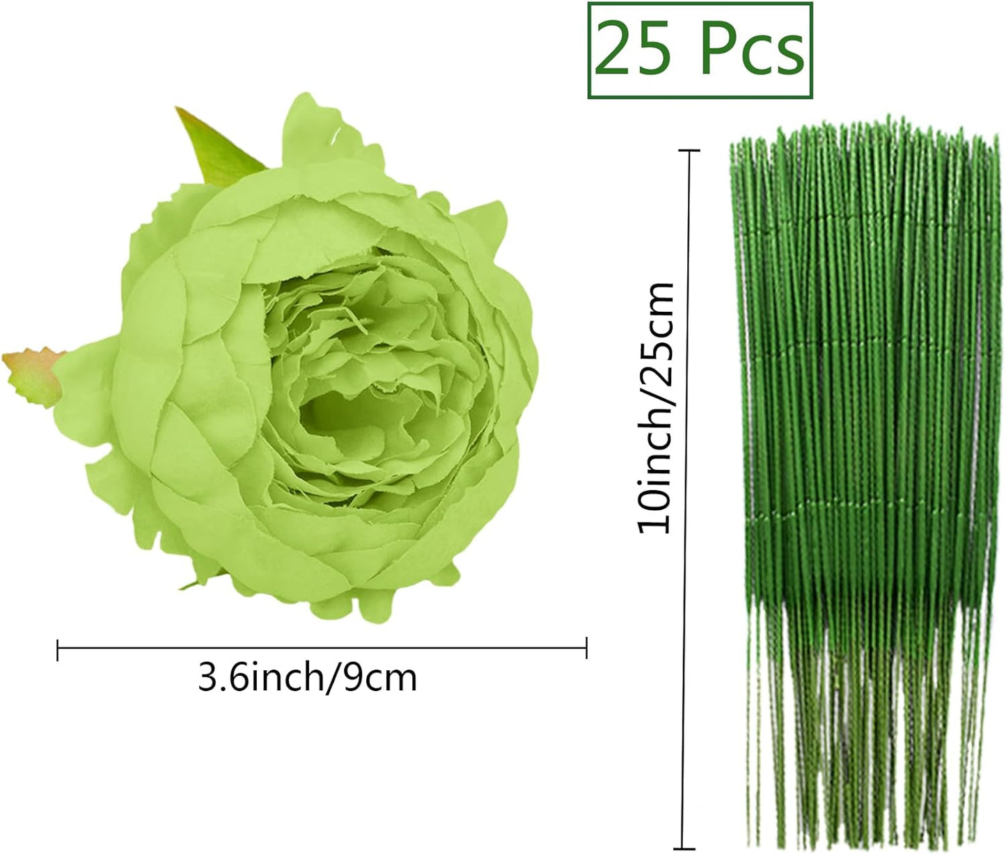 25 Pcs Silk Peony Artificial Flower Heads 4 inch Fake Peony Flowers Heads with Stems Artificial Peony Flower Heads in Bulk Wholesale for Wedding Home Decor (Yellow)